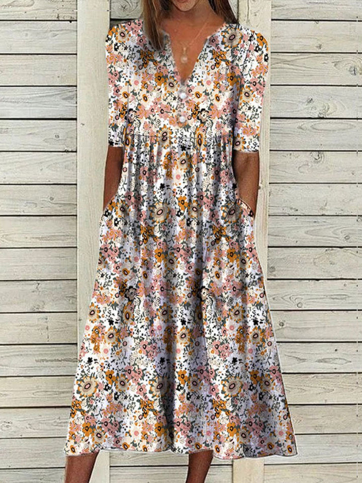Anke™ | Stilfuld Blomstret Kjole Med Elegant Snit