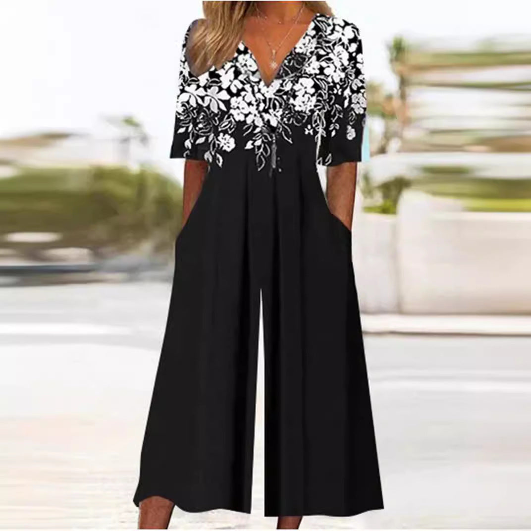 Evi™ | Stilfuld Jumpsuit Med Vide Ben