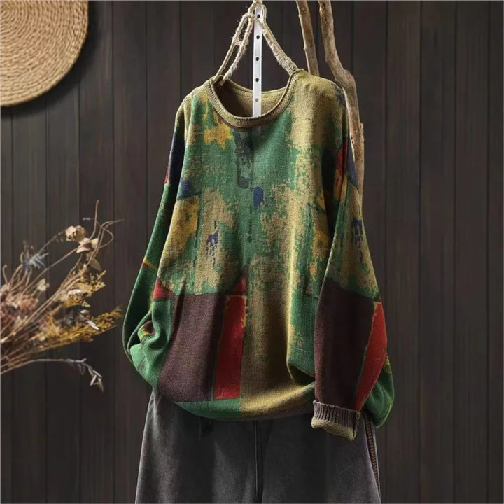 Sofía™ | Printet Strikket Løs Sweater