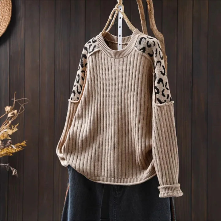 Alva™ | Leopard Print Strikket Løs Sweater