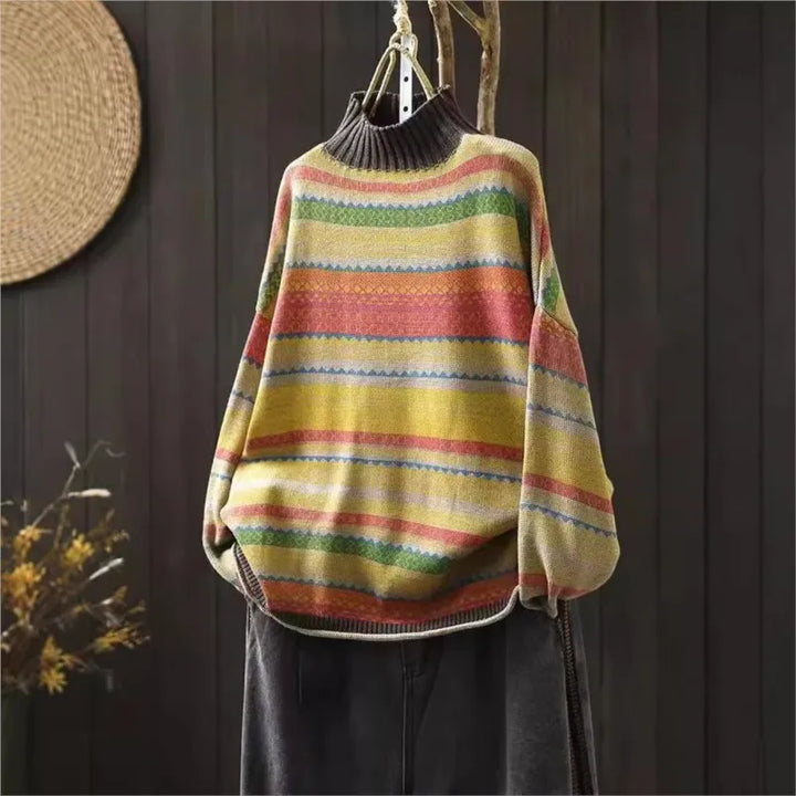 Anemone™ | Retro Farvestribet Strikket Sweater