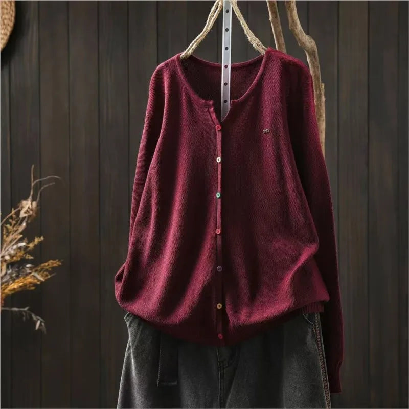 Josepha™ | Strikket Langærmet Cardigan med Knapper
