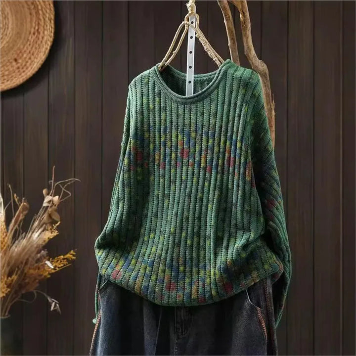 Elly™ | Printet Strikket Løs Sweater