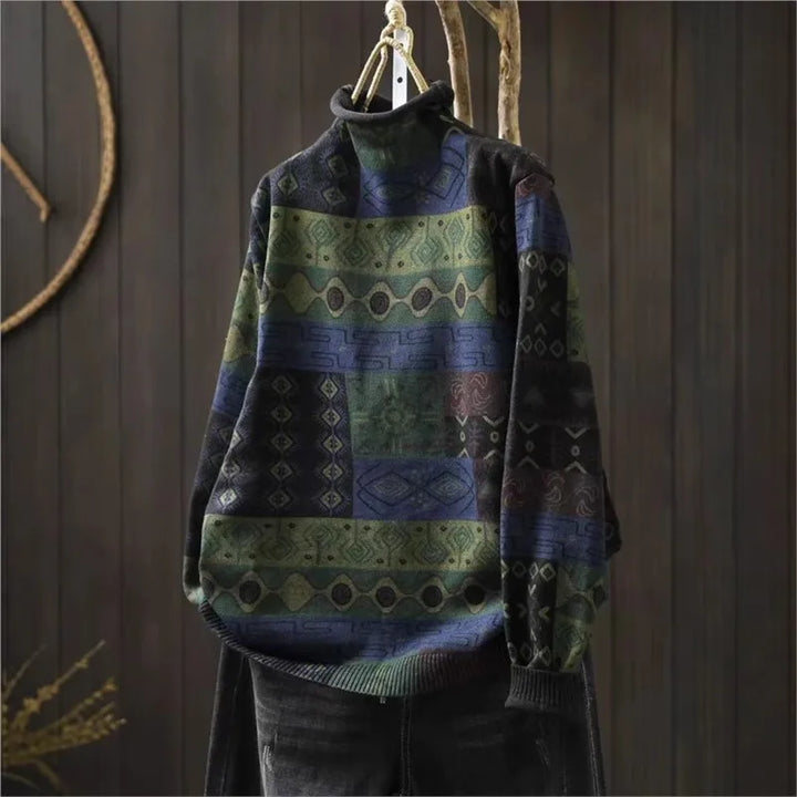 Gerda™ | Retro Halvhøj Krave Strikket Sweater