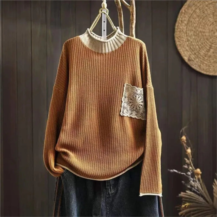 Anine™ | Halvhøj Krave Bomuldsstrikket Sweater