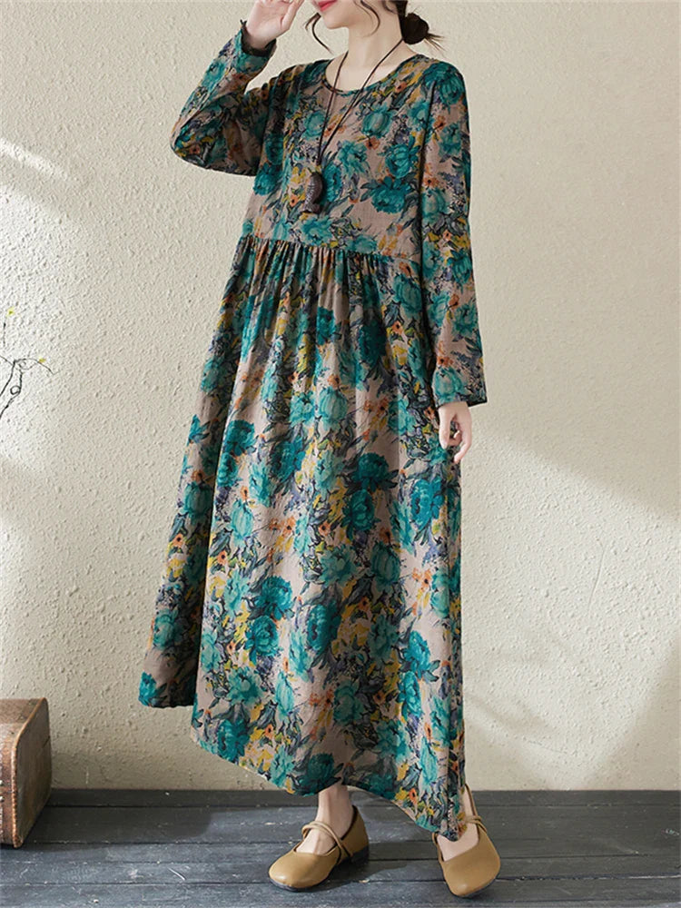 Maria™ | Vintage Print Bomulds Kjole