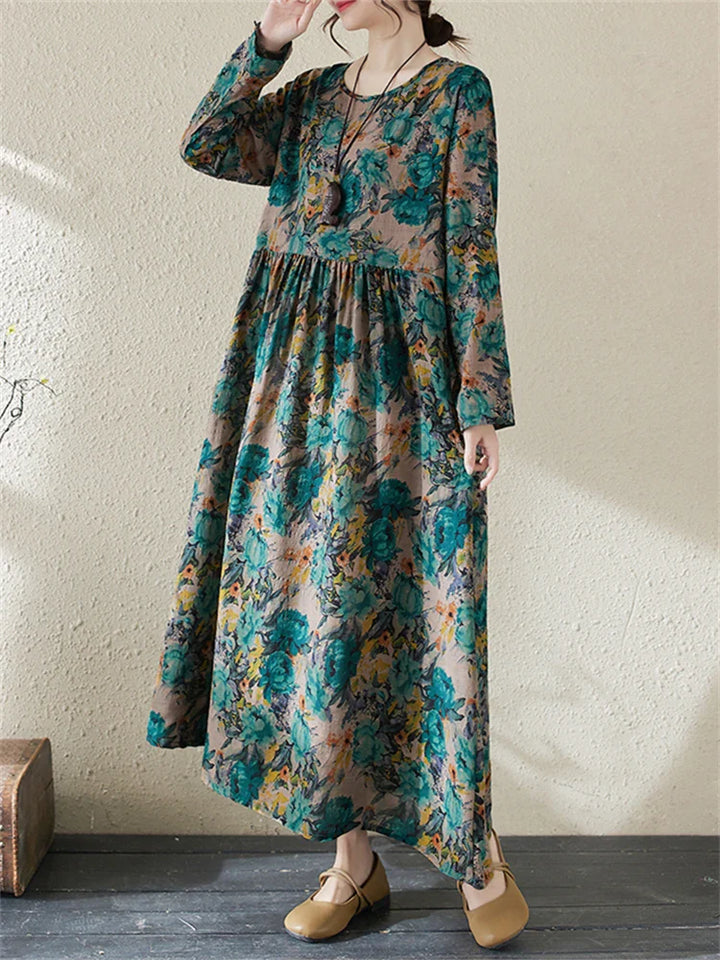 Maria™ | Vintage Print Bomulds Kjole