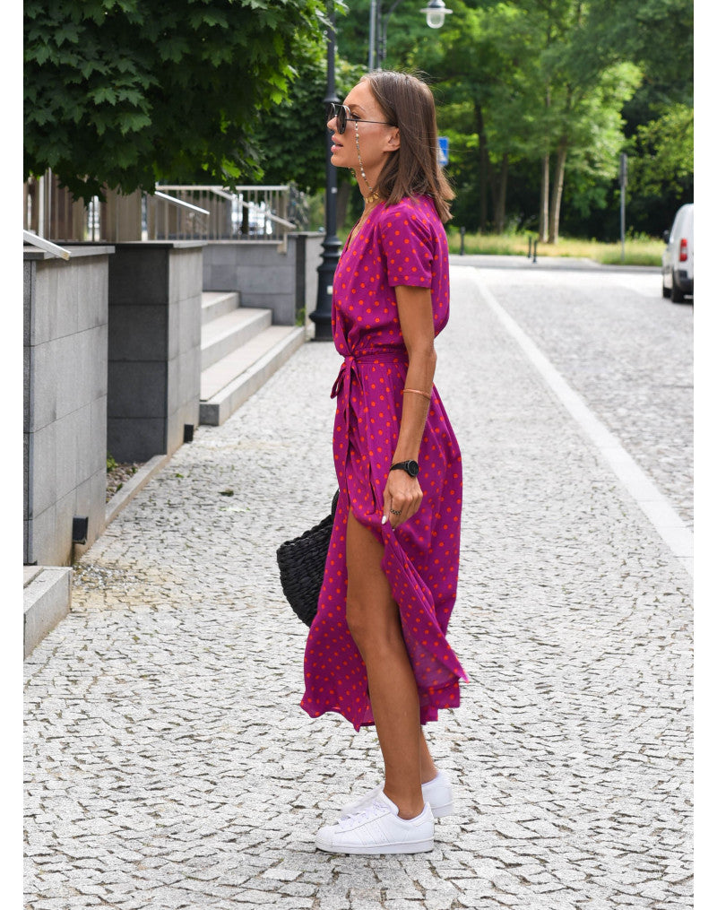 Mirjam™ | Blomstret Midi Kjole med Omslag