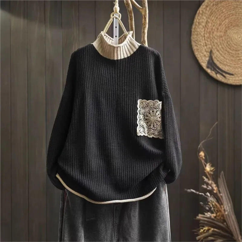 Anine™ | Halvhøj Krave Bomuldsstrikket Sweater