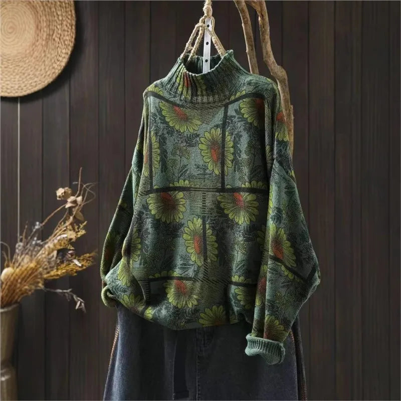 Ebba™ | Retro Printet Strikket Sweater