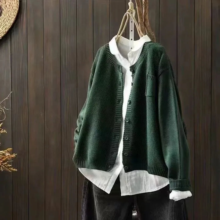 Ronja™ | Retro Casual O-hals Langærmet Top med Knapper