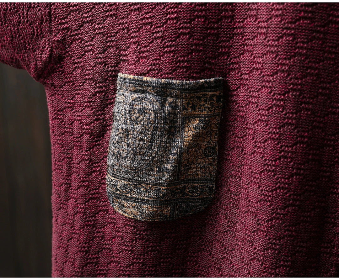 Kirstine™ | Casual Strikket O-hals Patchwork Sweater med Knapper