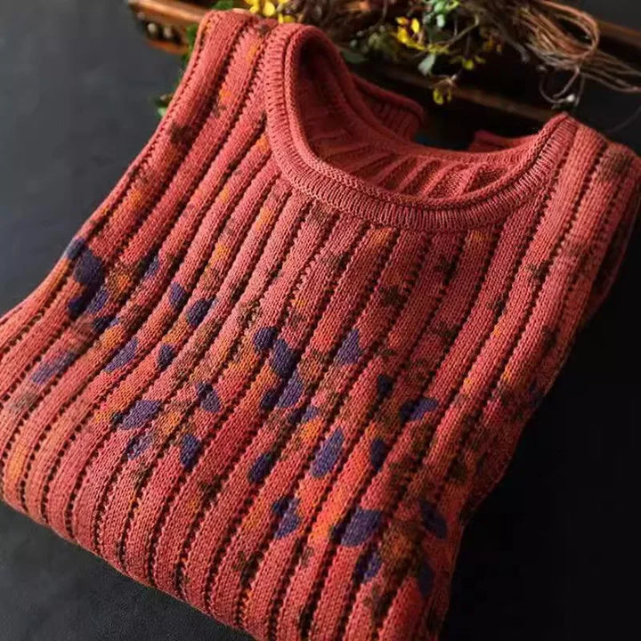 Elly™ | Printet Strikket Løs Sweater