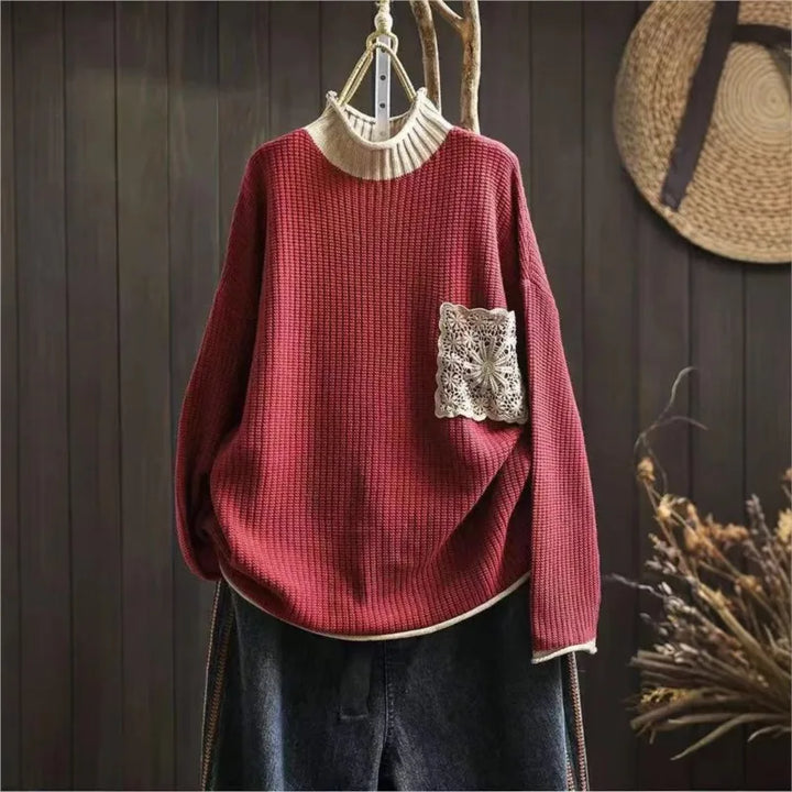 Anine™ | Halvhøj Krave Bomuldsstrikket Sweater