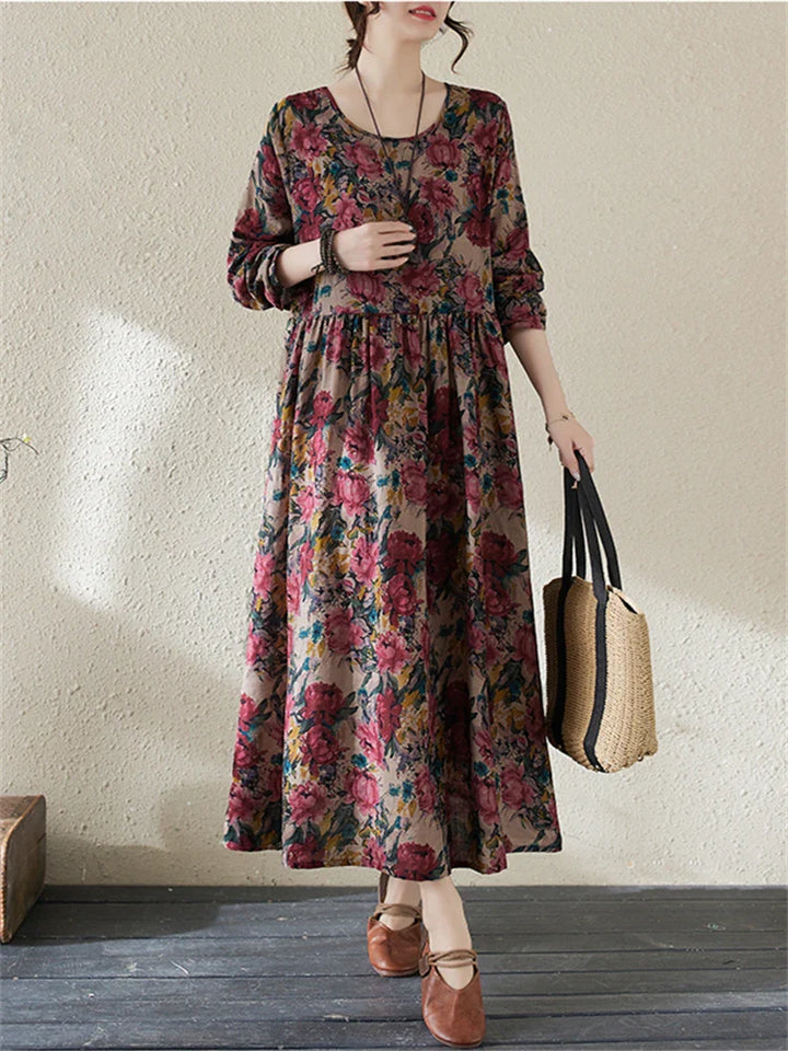 Maria™ | Vintage Print Bomulds Kjole