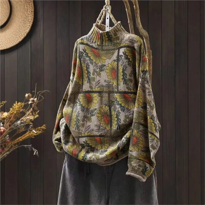 Ebba™ | Retro Printet Strikket Sweater