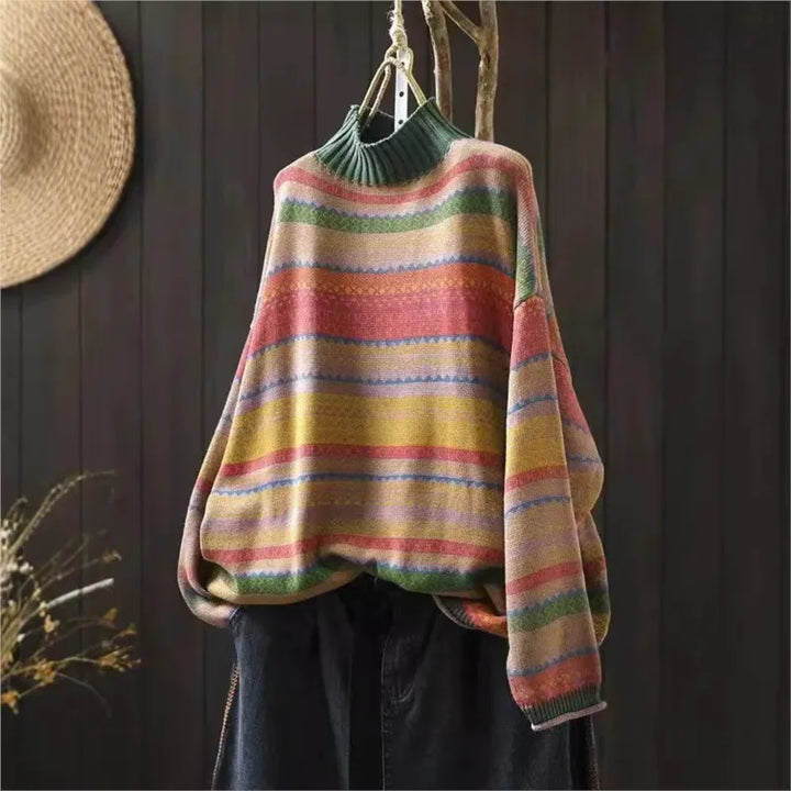 Anemone™ | Retro Farvestribet Strikket Sweater