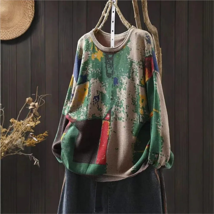 Sofía™ | Printet Strikket Løs Sweater