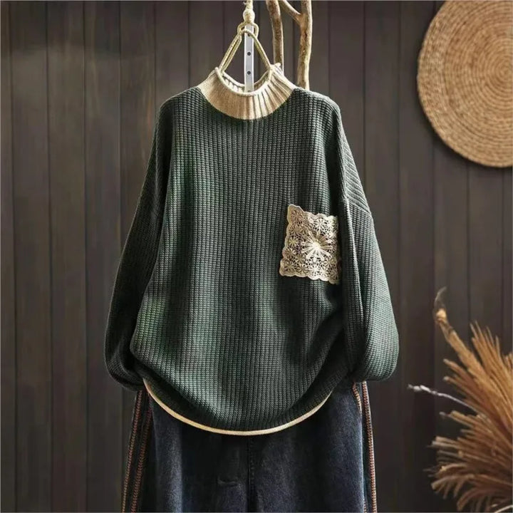 Anine™ | Halvhøj Krave Bomuldsstrikket Sweater