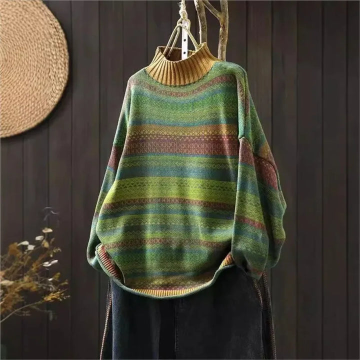 Anemone™ | Retro Farvestribet Strikket Sweater