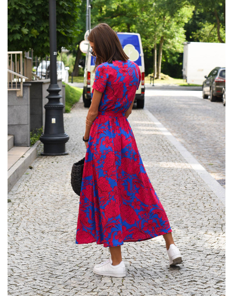 Mirjam™ | Blomstret Midi Kjole med Omslag