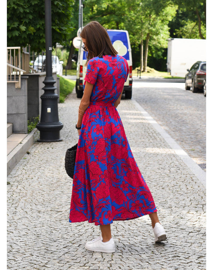 Mirjam™ | Blomstret Midi Kjole med Omslag
