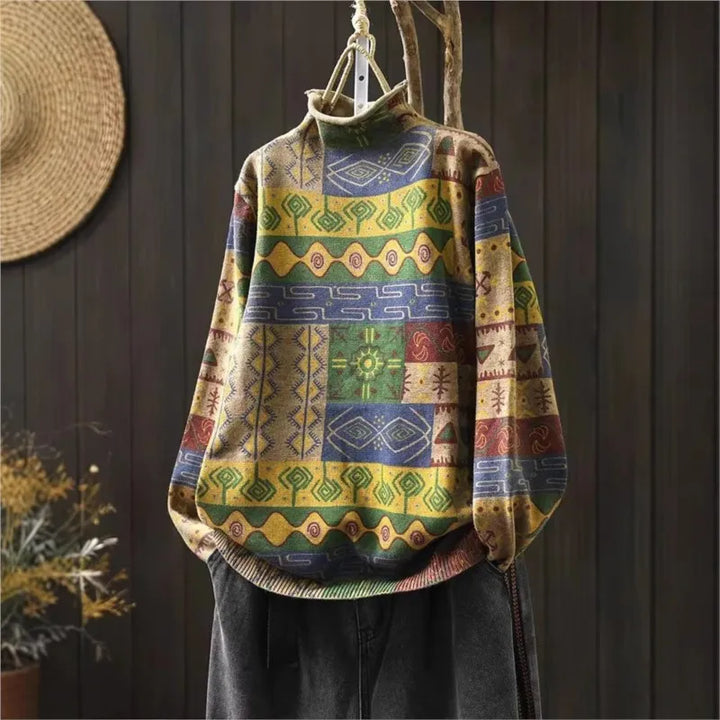 Gerda™ | Retro Halvhøj Krave Strikket Sweater