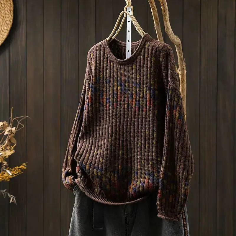 Elly™ | Printet Strikket Løs Sweater