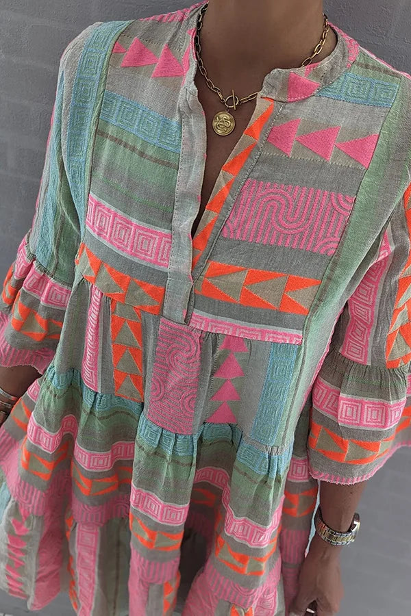 Sigga™ | Boho Lagdelt Svingkjole