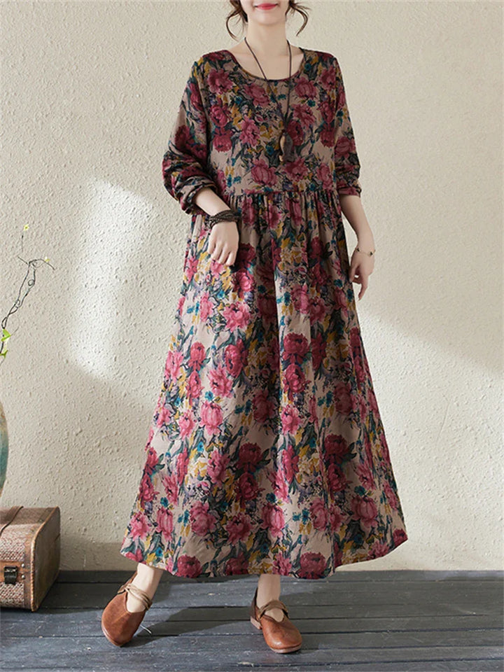 Maria™ | Vintage Print Bomulds Kjole