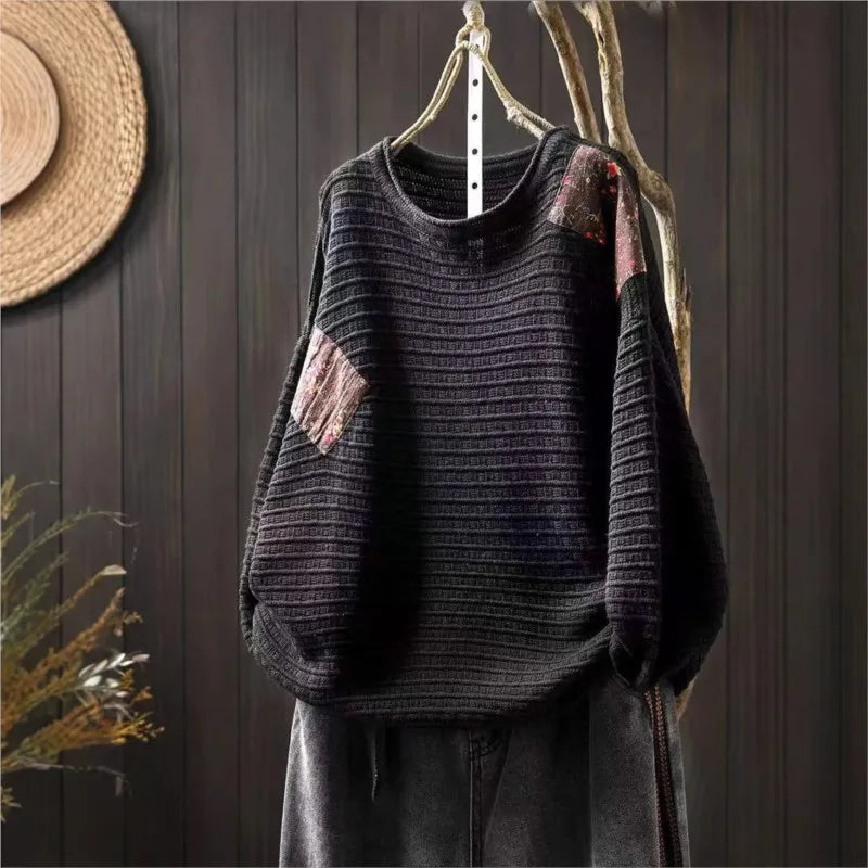 Ida™ | Patchwork Striktrøje med Løs Pasform