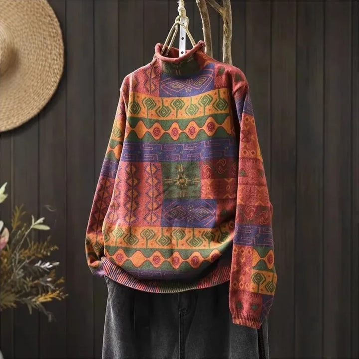 Gerda™ | Retro Halvhøj Krave Strikket Sweater