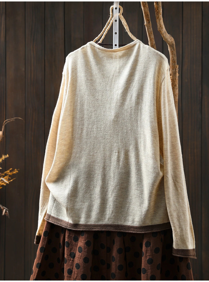 Nikoline™ | Casual Løs O-hals Langærmet Retro Sweater
