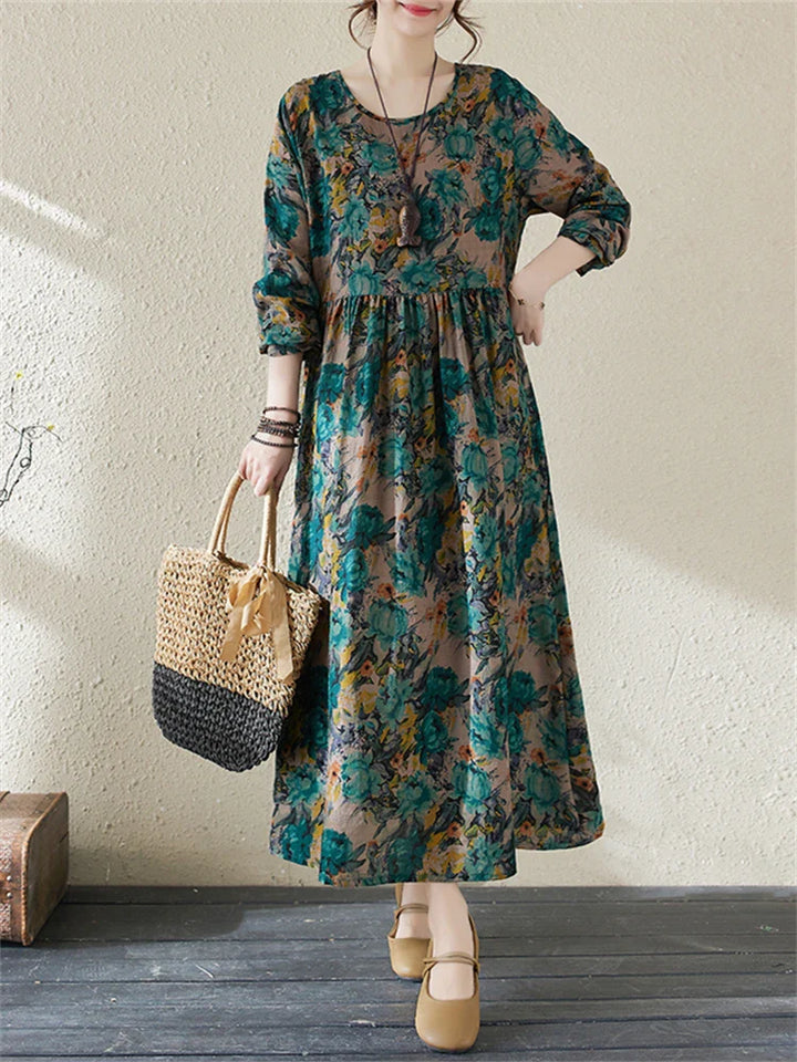 Maria™ | Vintage Print Bomulds Kjole