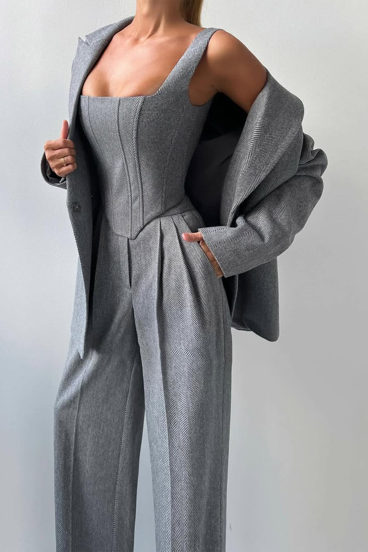 Dolce™ | Tredelt Sæt med Dobbelt Radet Blazer
