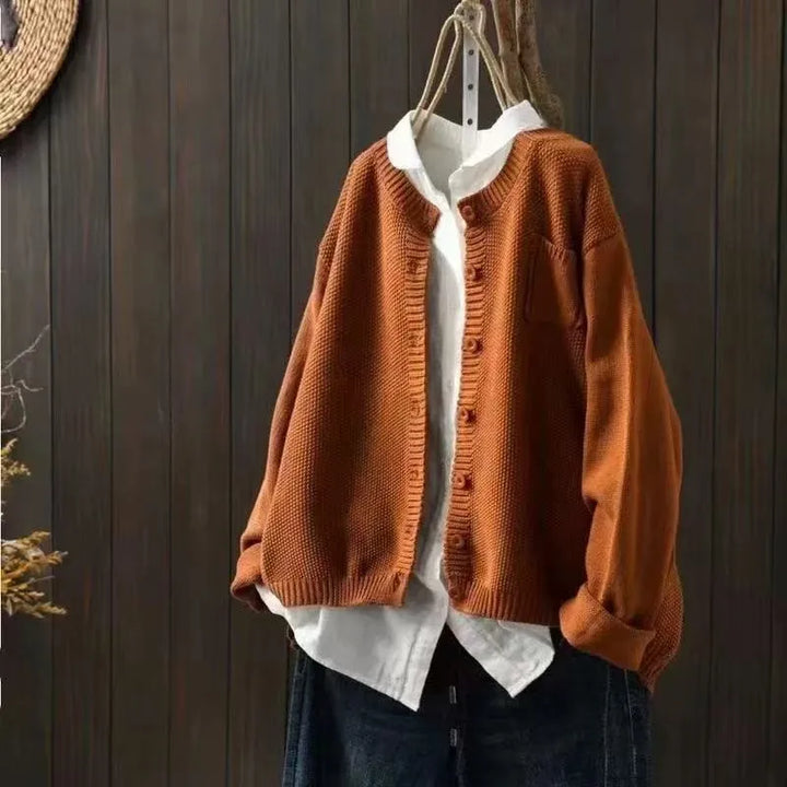 Ronja™ | Retro Casual O-hals Langærmet Top med Knapper