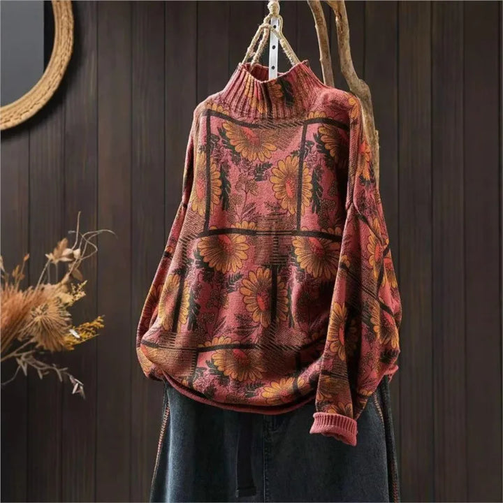 Ebba™ | Retro Printet Strikket Sweater