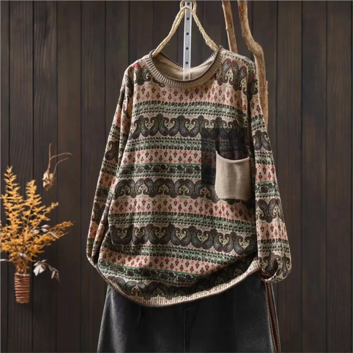 Karoline™ | Casual Løs O-hals Pullover med Lommer og Lange Ærmer