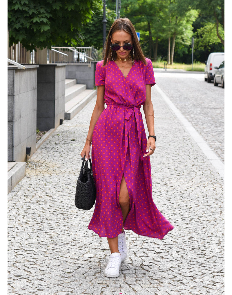 Mirjam™ | Blomstret Midi Kjole med Omslag