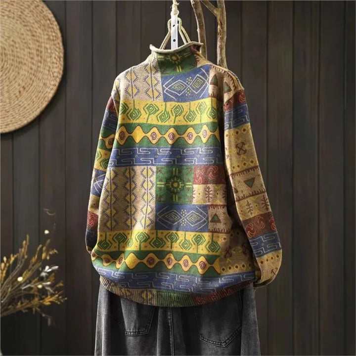 Gerda™ | Retro Halvhøj Krave Strikket Sweater