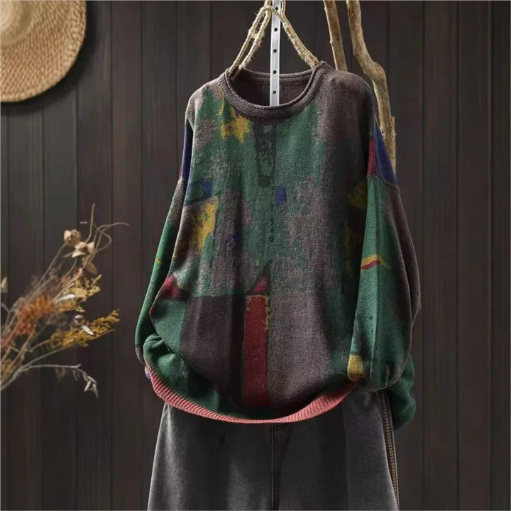 Sofía™ | Printet Strikket Løs Sweater