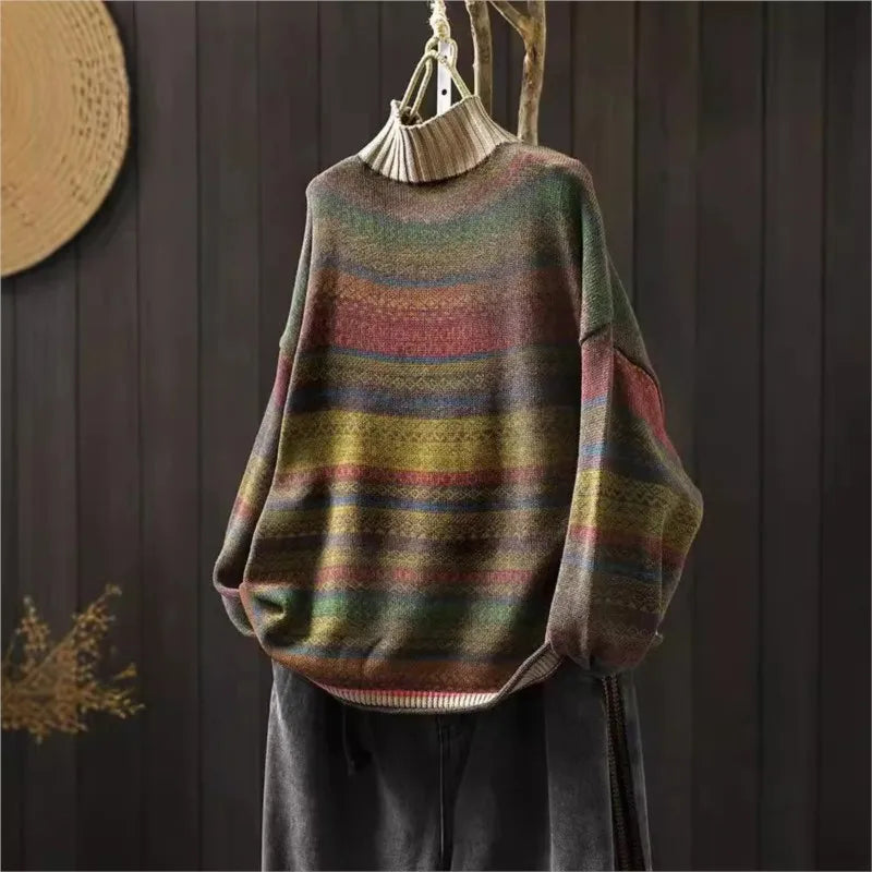 Anemone™ | Retro Farvestribet Strikket Sweater