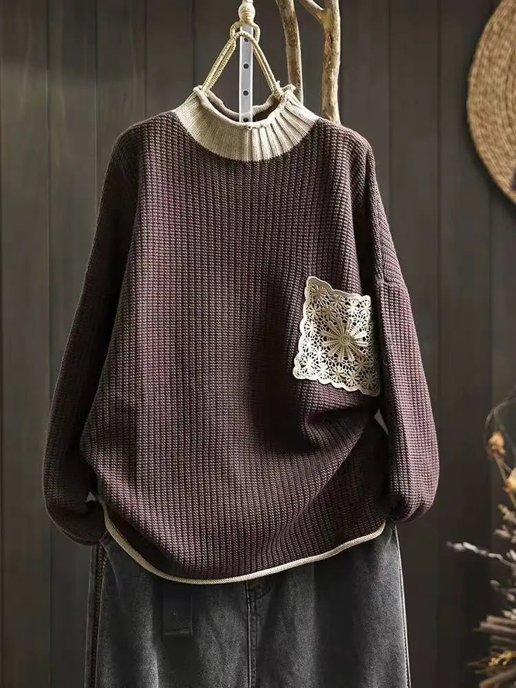 Anine™ | Halvhøj Krave Bomuldsstrikket Sweater