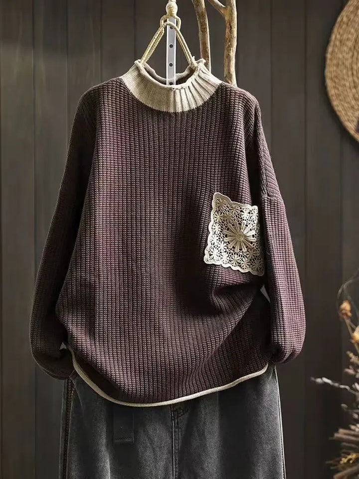 Anine™ | Halvhøj Krave Bomuldsstrikket Sweater