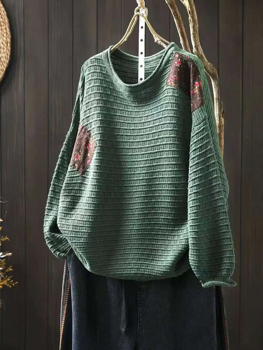 Ida™ | Patchwork Striktrøje med Løs Pasform