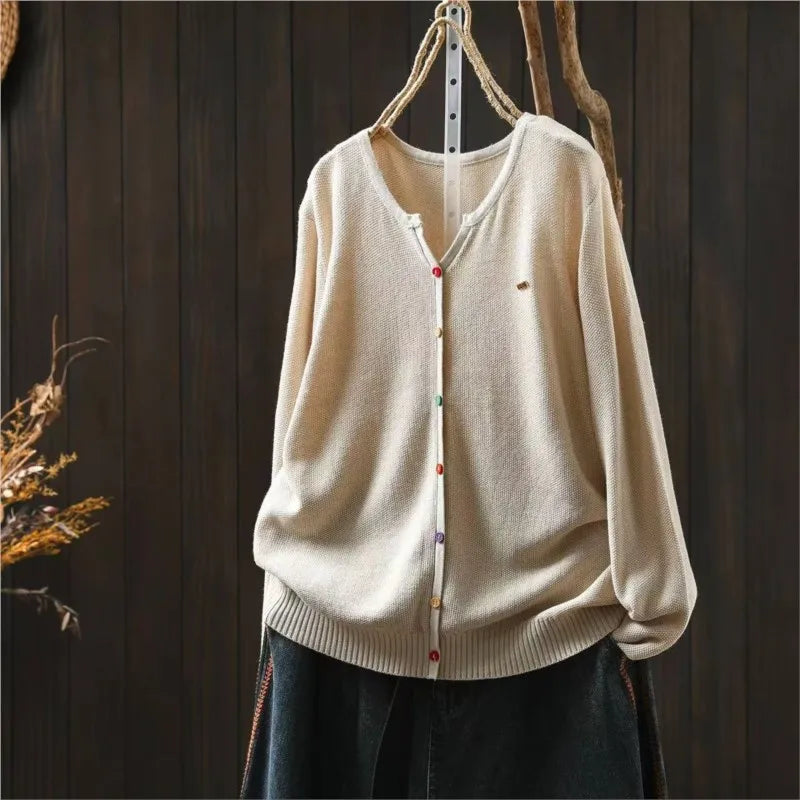 Josepha™ | Strikket Langærmet Cardigan med Knapper