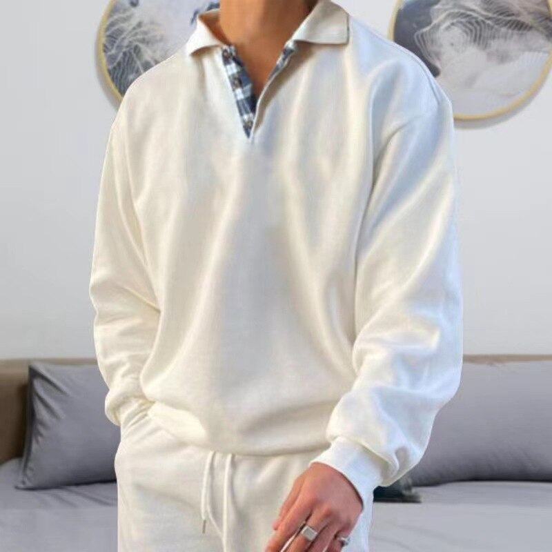 Valdemar | Herre Casual Pullover med Ternet Krave
