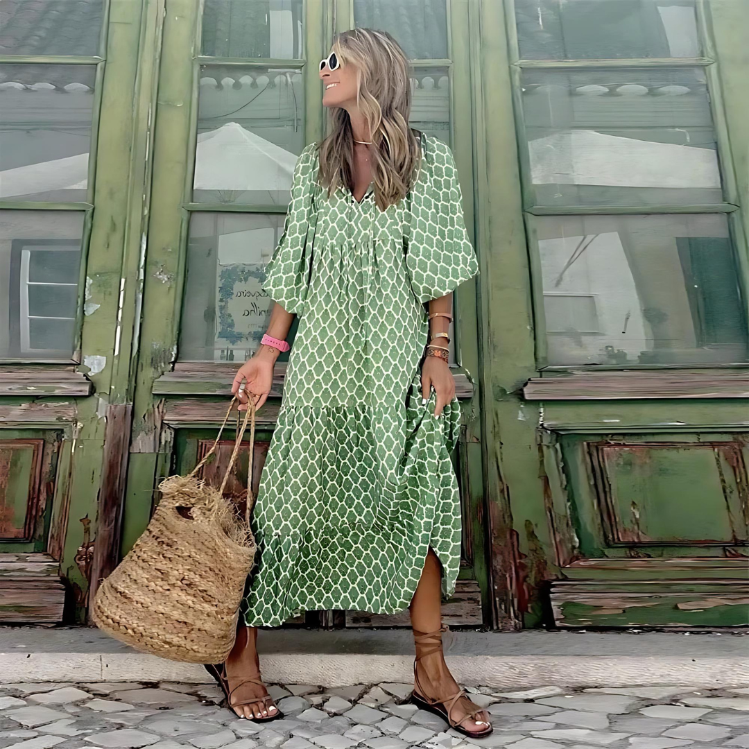 Freja™ | Forårskjole med Håndlavet Design