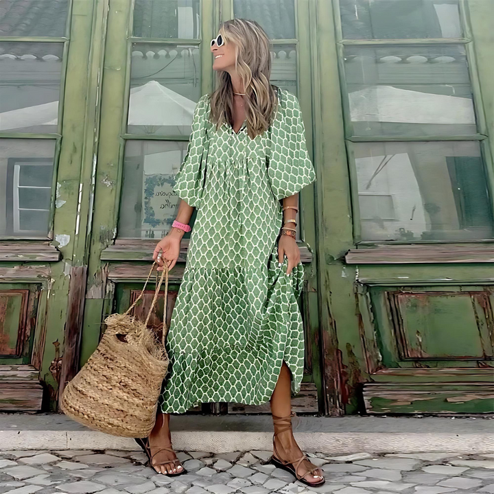 Freja™ | Forårskjole med Håndlavet Design