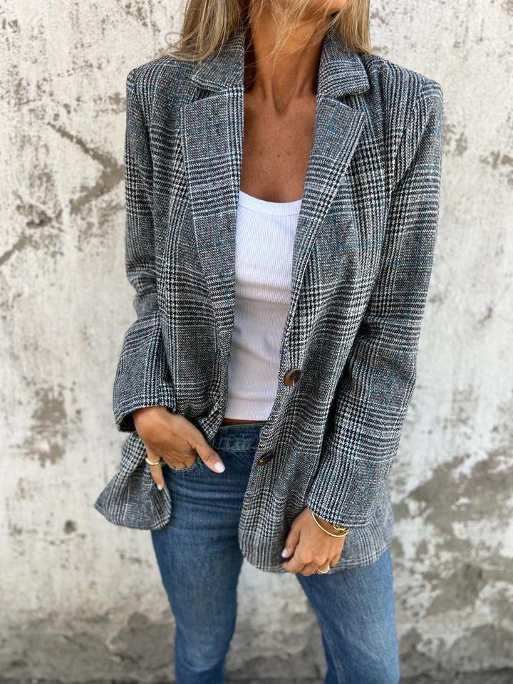 Josefine™ | Blazer med Revers i Ternet Mønster